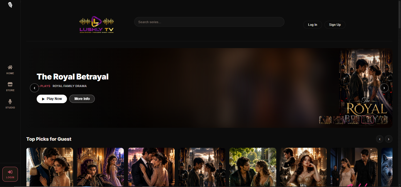 LushLyTv streaming platform screenshot