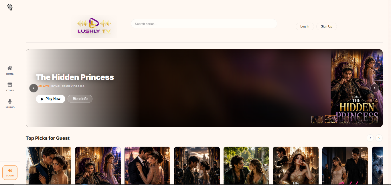 LushLyTv streaming platform screenshot